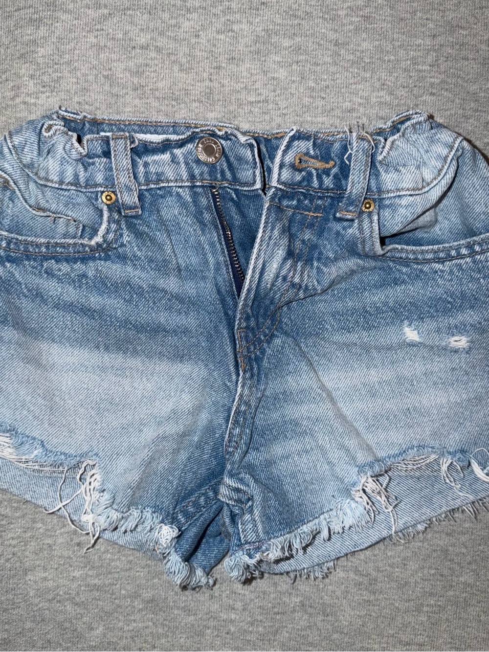 Zara Girls Light Blue Distressed Denim Shorts